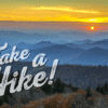 an image of the blue ridge mountains as part of the enterprise software campaign, take a hike.