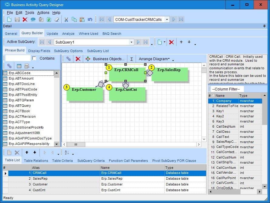 Business Activity Query—The BAQ Designer provides many easy to use features for creating business queries as part of Epicor Business Architecture