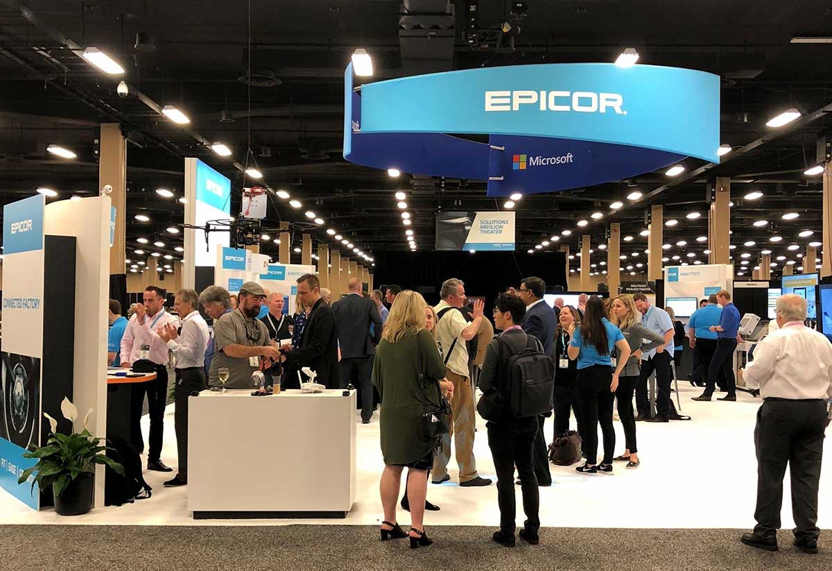 an image of the Epicor Insights Executive view exhibit floor adn placeholder for an Epicor ERP virtual summit