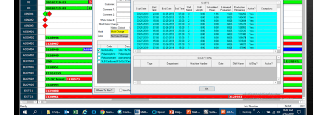 Epicor Kinetic Advanced MES Real-Time Production Scheduling Screen